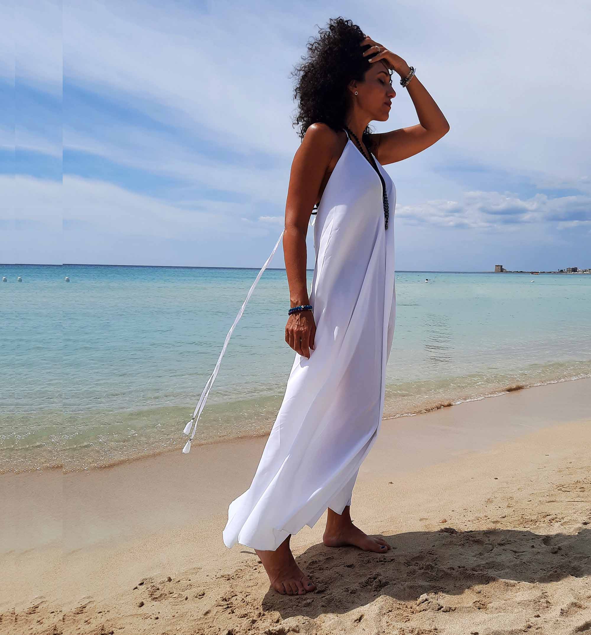 Follow Your Bliss White Strappy Backless Midi Dress  Beach white dress,  White maxi beach dress, Beach maxi dress
